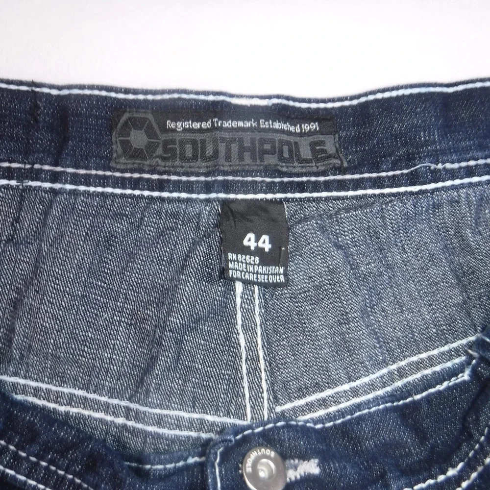 Southpole 4187 Men's 44 Baggy Denim Shorts Dark Wash Y2K Hip Hop Streetwear 4187